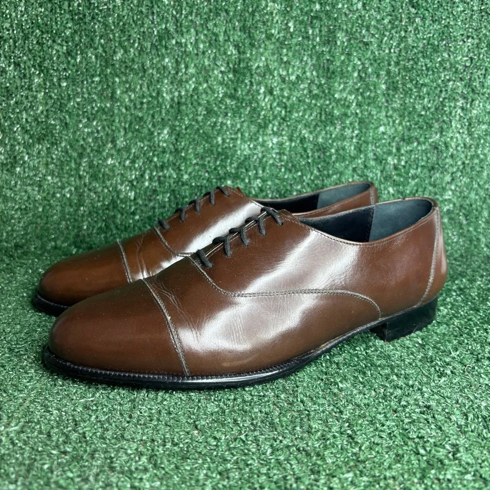Nunn Bush Cap Toe Oxford Leather Vintage Professional Dress Shoes Brown Mens 10M